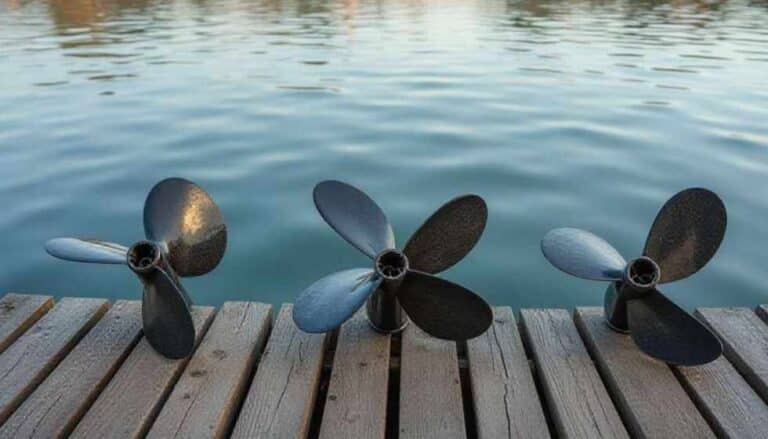 Hélices para barcos en un embarcadero